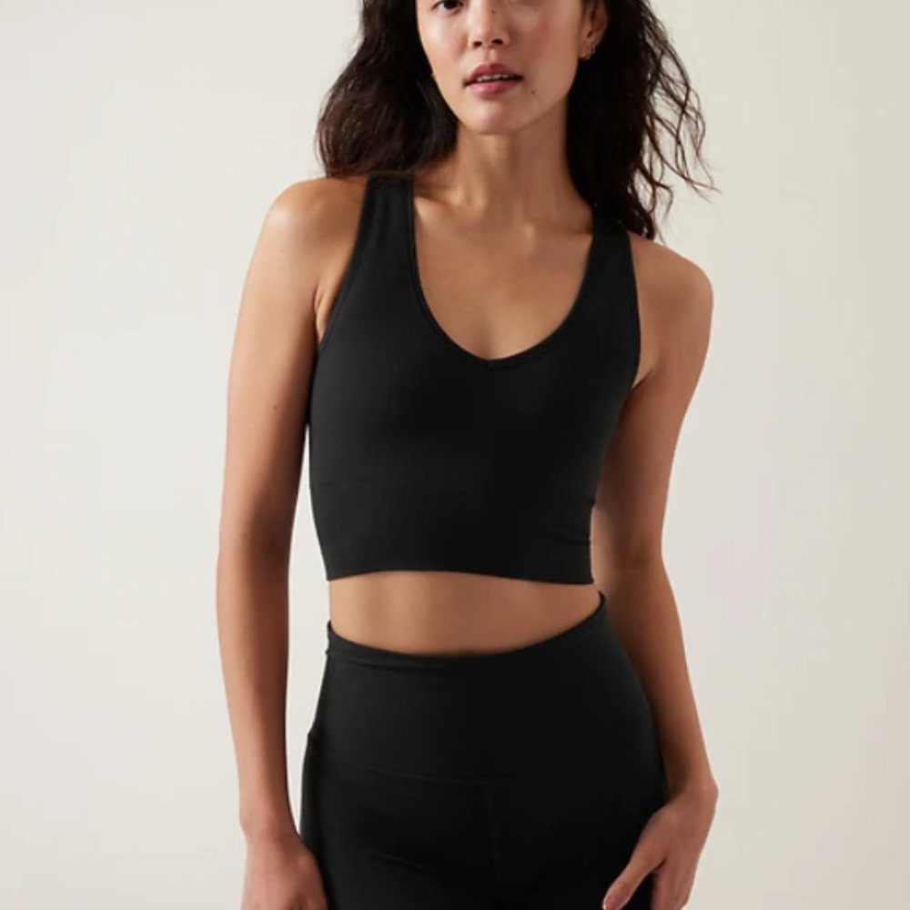 Athleta Aurora Seamless Crop Rib Tank in Black